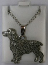 Springer Spaniel Dog Harris Fine Pewter Pendant w Chain Necklace USA Made