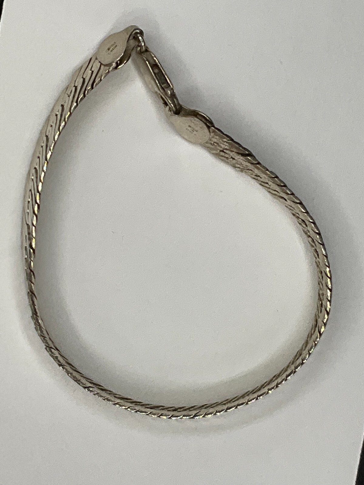 Solid Sterling Silver Herringbone Chain Bracelet … - image 4