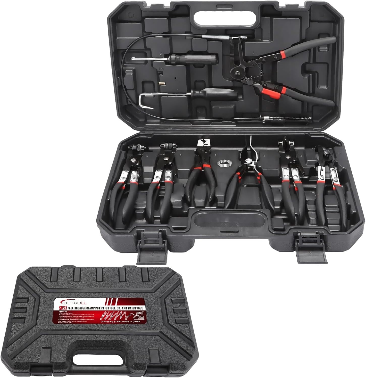 9pc Hose Clamp Pliers Set with Ergonomic Grip for Safe Automotive Repairs