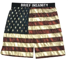 Brief Insanity "American Flag" Unisex Soft Silky Boxers, Style# 7011B