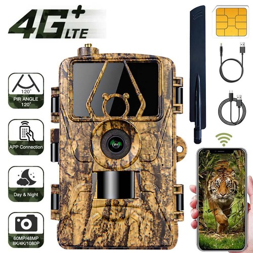 8K 60MP 4G LTE Wireless Cellular Trail Camera Wildlife Game with EU SIM Card UK