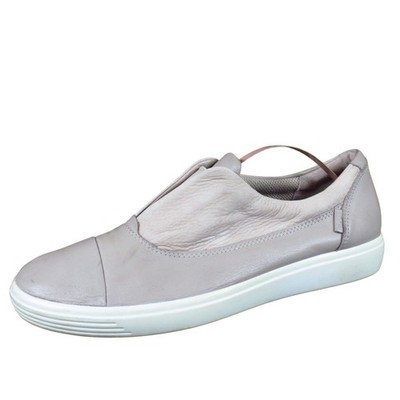 ECCO Soft 7 Slip-On II Women's 8 Light Gray Leather Casual Sneakers Comfort