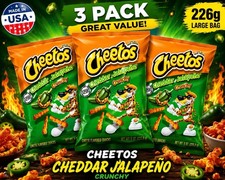 3 x Cheetos Cheddar Jalapeño 226g USA Large Bags American Crisps Snack Pack