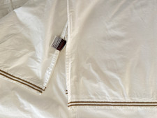 HUDSON PARK Dust Ruffle King BEDSKIRT White Mocha ITALY 100% Egyptian COTTON
