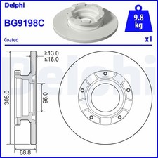 Bremsscheiben Hinten Ø308Mm Voll für Ford Tourneo Custom V362 F3 ab 12->