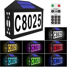 Solar House Numbers, Lighted Address Number with 7.3x5.7inch, Black 