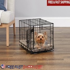 Heavy Duty Metal Dog Crate W/ Leak Proof Pan Divider Panel Portable Pet Home New