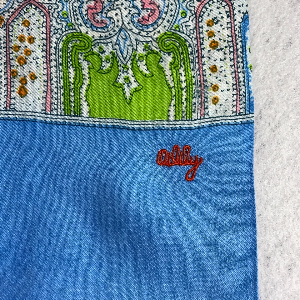 Hermosa Bufanda Boho Oilily Mujer 52 X 11 Azul Paisley Doble Tela Foto 2 de 4