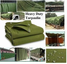 Green Canvas Heavy Duty Cotton Tarpaulin Cover Boat Log Store Roofing Sheet AU