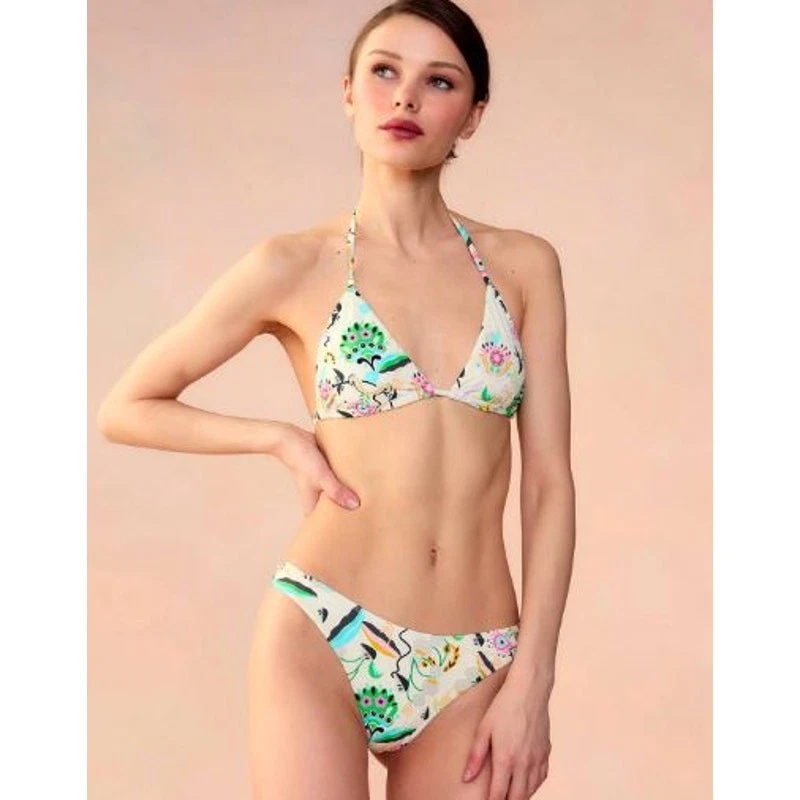 Top de bikini Cynthia para mujer Mia con cuerdas blanco floral talla 105 talla S Foto 3 de 4