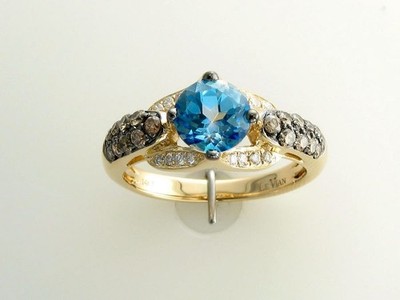 Le Vian 14K Gelbgold Cocktail Ring für Sie 1,62 cts Blautopas Diamanten Gr. 7