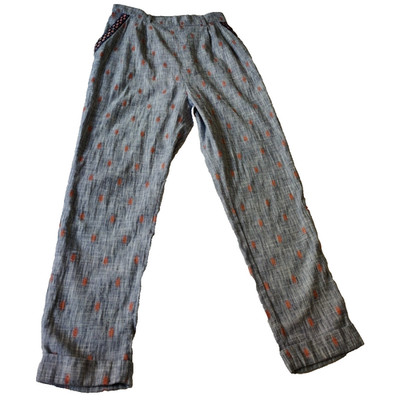 Anthropologie Ollari Pants Chambray Embroidered Cuffed Coastal Boho Womens XS 