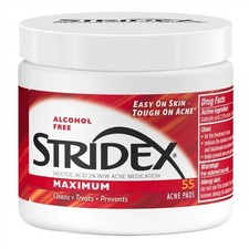 2 PACK Stridex Acne Pads Maximum 55 Count Alcohol-Free