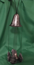 Vintage Pewter Santa Clauses and Bells Christmas Windchime-Approximately 15"