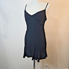 Forever 21 Little Black Dress Size L Spaghetti Strap Flowy Ruffle Hem w Side Zip