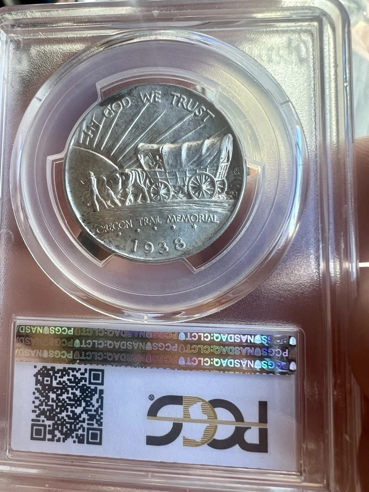 1938-D 50C Oregon Trail Half Dollar PCGS MS66 GEM UNC US Silver Commem Coin - Image 3 of 4