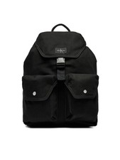 CALVIN KLEIN Backpack Black Canvas Drawstring Flap Pocket Workwear School Casual