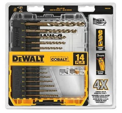 DEWALT DWA1240 Pilot Point Industrial Cobalt Drill Bit Set (14 Piece)