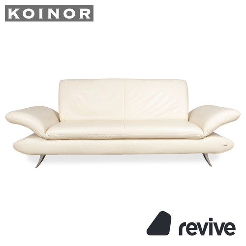 Koinor Rossini Leder Sofa Creme Weiß Zweisitzer Couch manuelle Funktion - Afbeelding 1 van 12