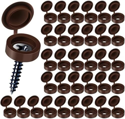 #ad #ad Plastic Hinged Brown Screw Covers 100 Pcs with Snap Washer Caps for Rust Prote $11.50