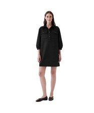 GAP Black Soft Vegan Suede Shift Mini Dress Point Collar Size Large