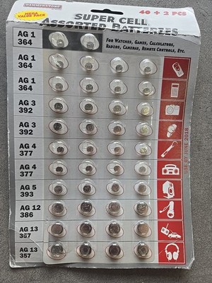 Button Cell Batteries 40 PC AG1 AG3 AG4 AG5 AG10 AG12 AG13