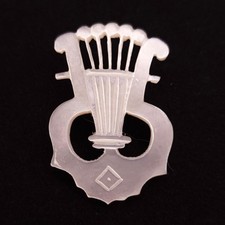 Realistic Lyre ~ Large Antique Carved & Pierced Mother of Pearl Shell MOP Button