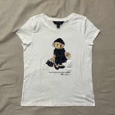 Polo Ralph Lauren Kids Girl s Polo Bear Beret T-Shirt White Size Large