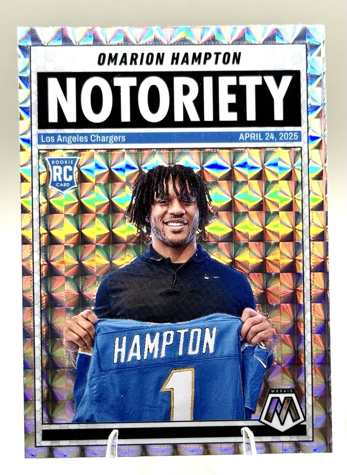2025 Panini Mosaic Omarion Hampton #20 Notoriety (RC) Silver Mosaic Prizm