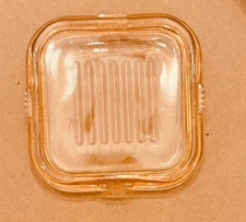 LID ONLY Vtg PINK Federal Glass Depression Square Ribbed Refrigerator Dish 4+”