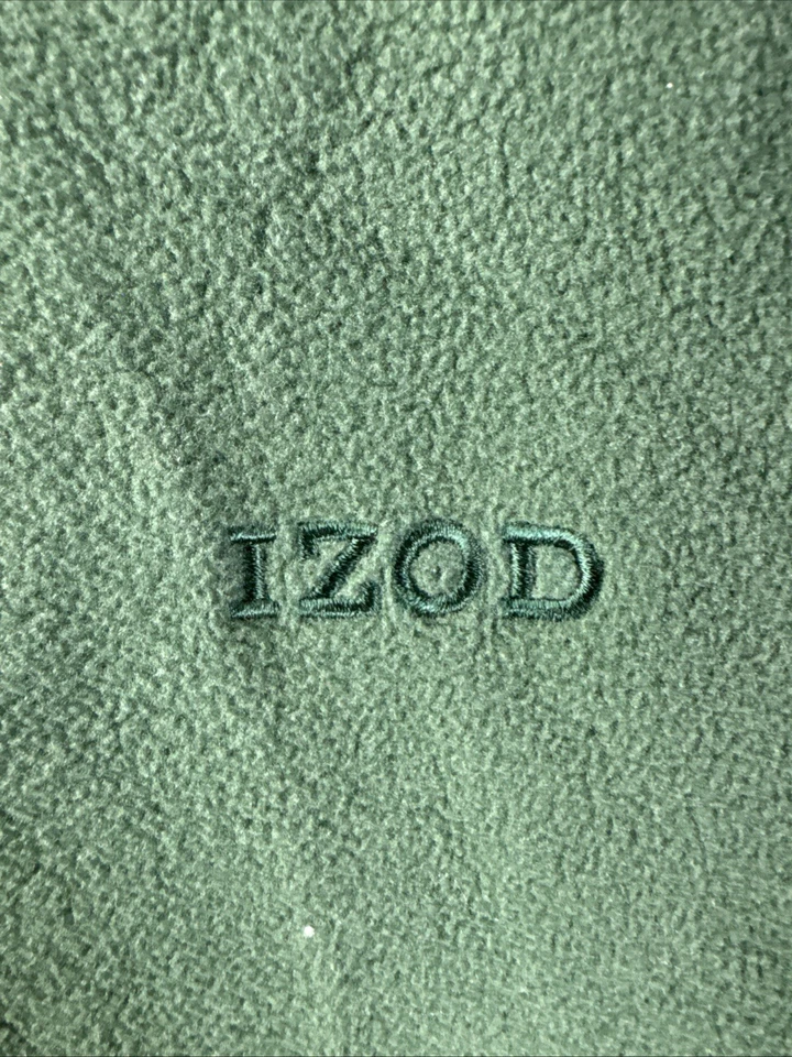 Chaqueta polar Izod verde bosque elástica cremallera completa para hombre cuerda mediana con cordones Foto 3 de 4