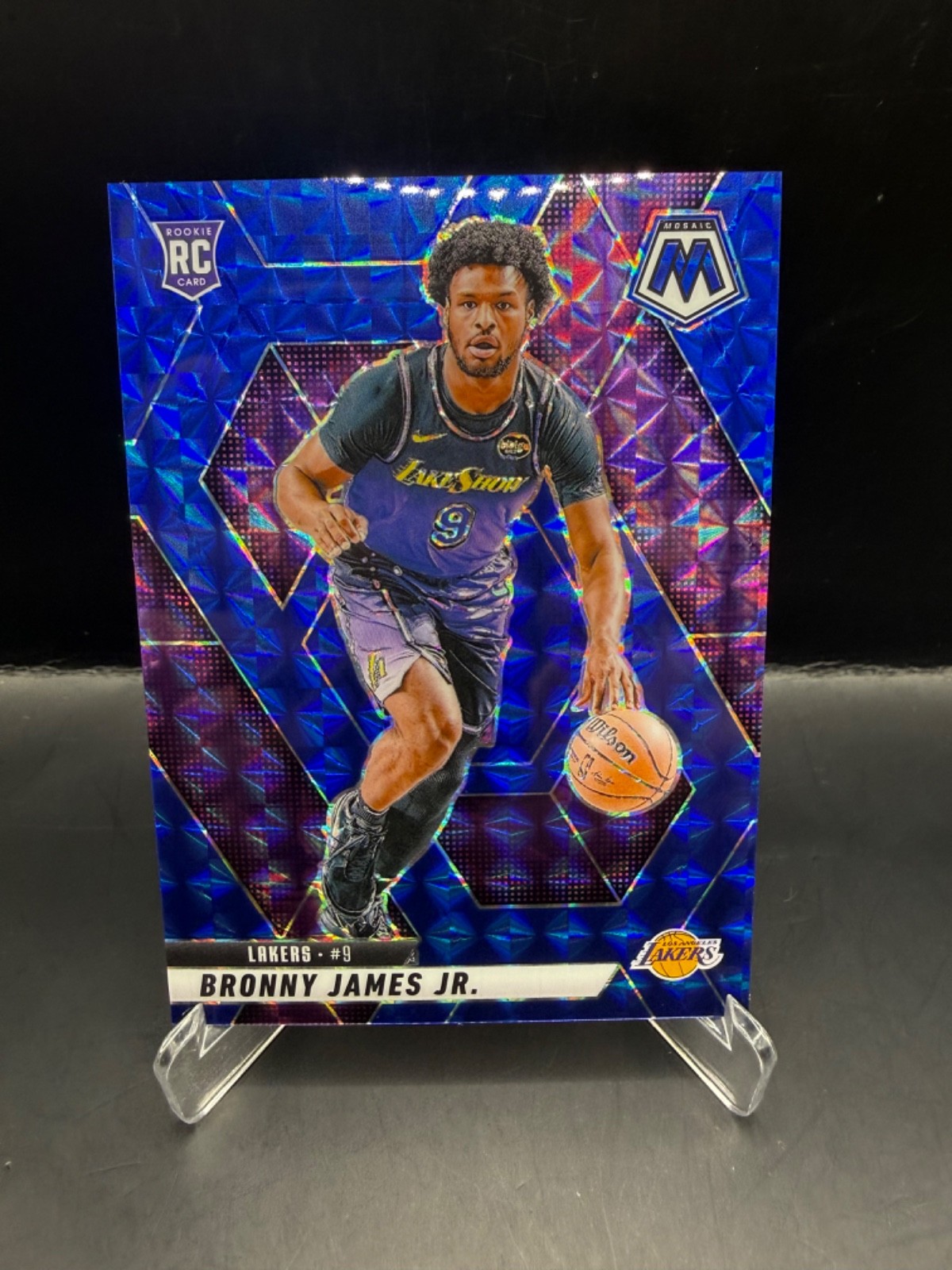 2024-25 Panini Mosaic Bronny James Jr. Blue Prizm Rookie /199 (RC) #214 Lakers