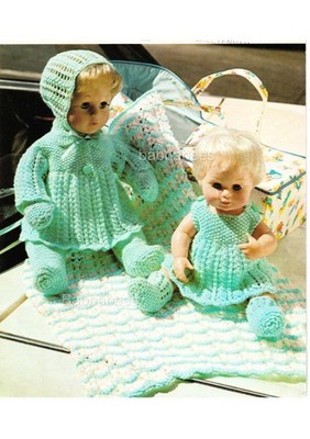 Strickanleitung Puppen Puppenoutfit Feder und Fächerdecke 4-fädig