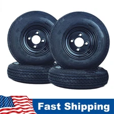 Set of 4 Trailer Tires with 8" Rims 4.80-8 4.80x8 480-8 Load Range C 4 Lug 6-Ply