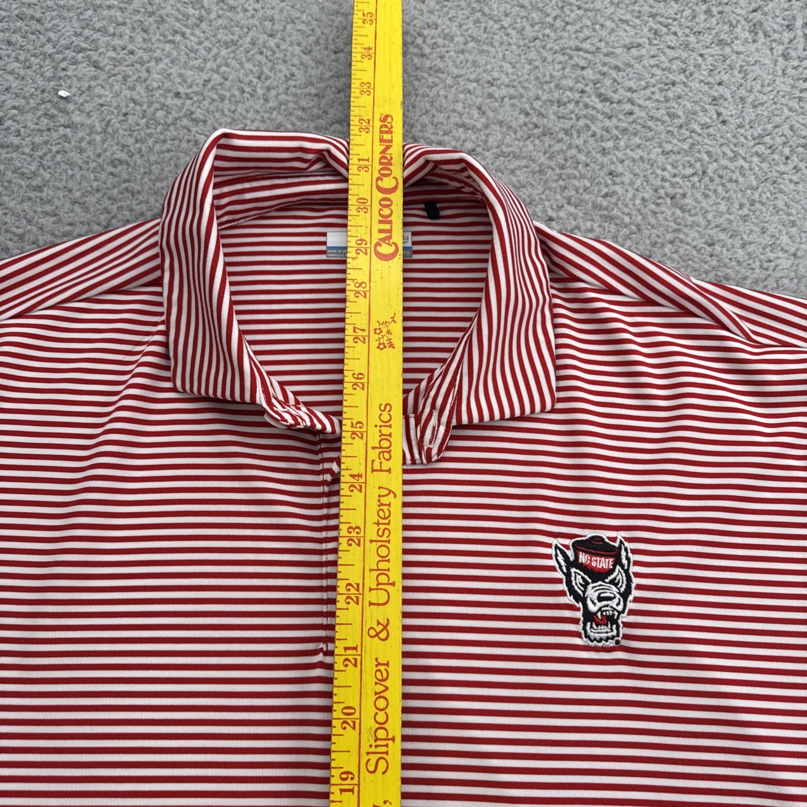 NC State Wolfpack Columbia Golf Polo Shirt Mens XL Red Stripe S/S Stretch thumbnail 4
