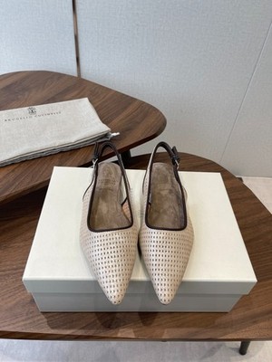 Brunello Cucinelli New Women's Woven Straw Flats