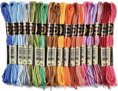 6 Strands Gradient Polyester Embroidery Floss Variegated Rainbow Crewel Cross St