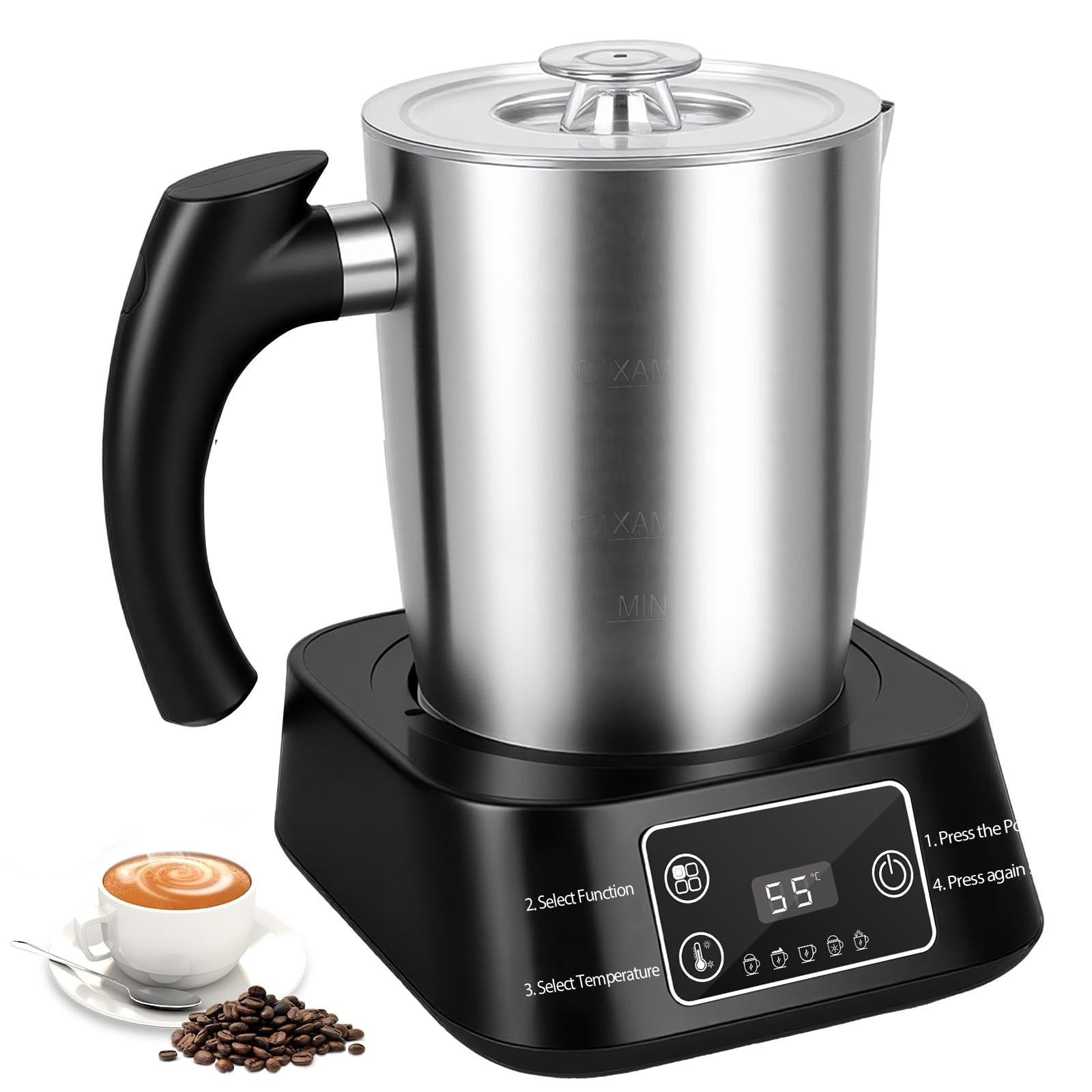 Montalatte Elettrico 5 in 1 Acciaio Inox 500ml - Schiuma da Bar a Casa