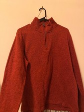 Wrangler Authentics Long Sleeve Fleece 1/4 Zip Red Sweatshirt MEDIUM