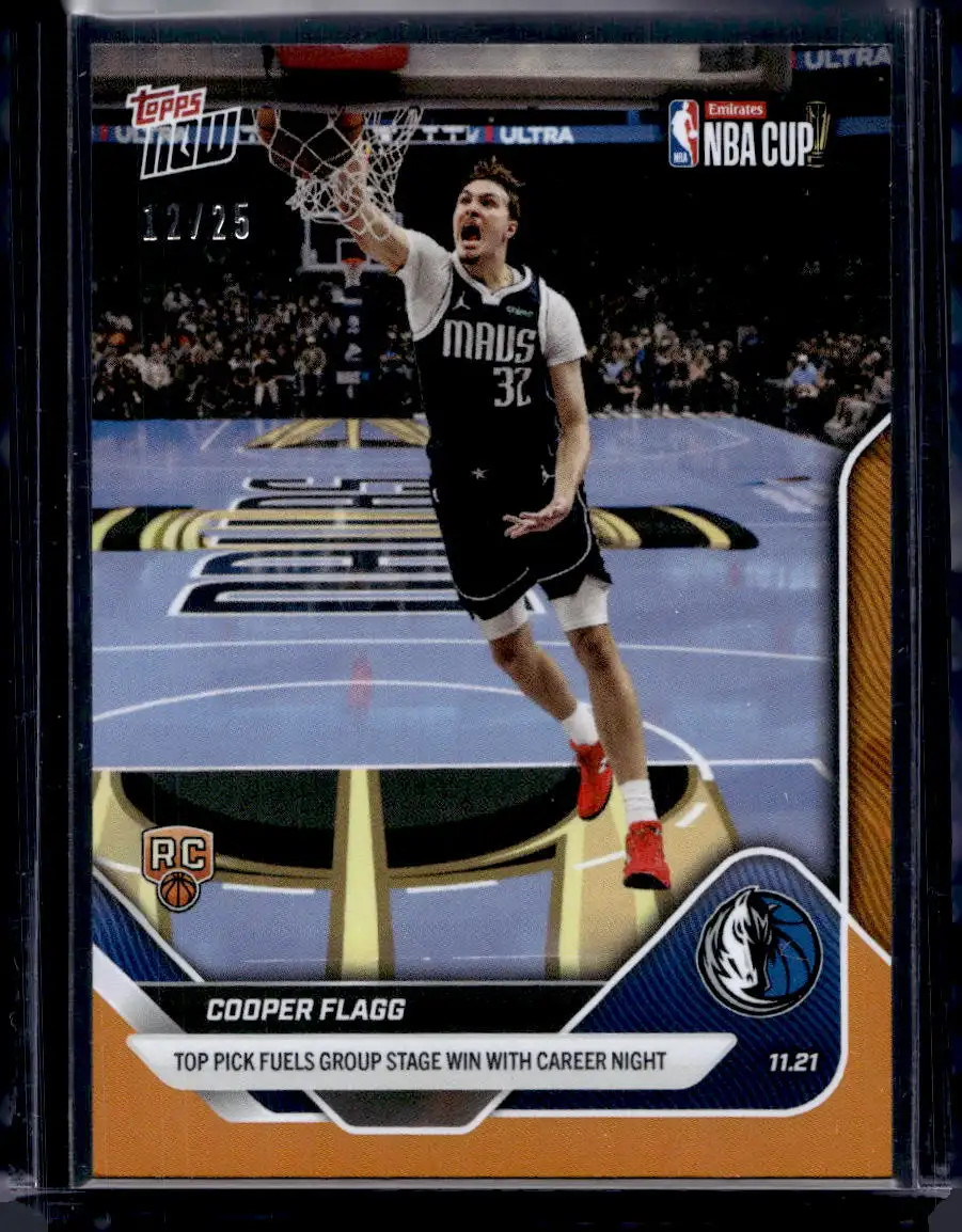 2025-26 Topps Now NBA #60 Cooper Flagg Orange Foil #d /25 RC Rookie