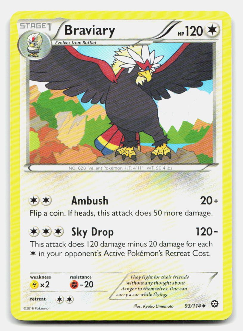 Braviary 93/114 Uncommon Steam Siege Pokemon NM