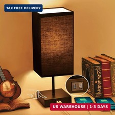 Table Lamp for Bedroom, 3 Way Dimmable Touch Bedside Lamp, Small Lamp with 2 USB