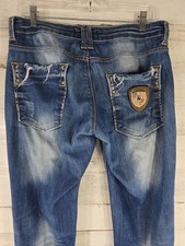 Porsche Design Mens Blue Distressed Jeans Patch Logo 32x32 Actual Measur As-is