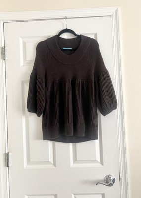 Alice + Olivia Brown Wool Babydoll Tunic Sweater