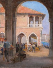 GEMÄLDE Antik Charles Hirlemann Venedig Italien Landschaft