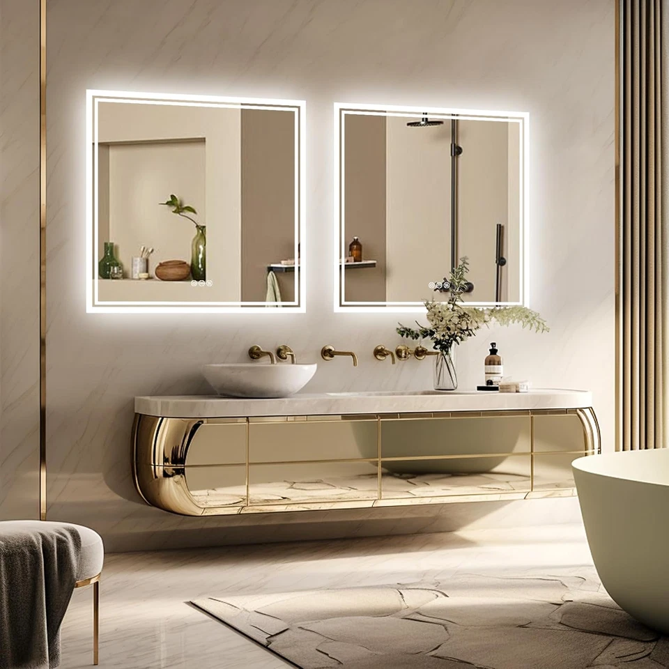 Specchio Bagno Retroilluminato LED Luce: 80Cm Specchio Bagno Led Specchio Quadra - Immagine 2 di 4
