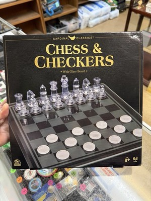 Cardinal Classics Chess and Checkers on Glass Board New