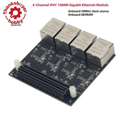 4CH PHY 1000M Gigabit Ethernet Port 50MHz Clock Source LPC   Sub Card RTL8211 *c