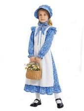 Girls Pioneer Dress Colonial Dress Girls Prairie Costume Blue for 9-10 Years