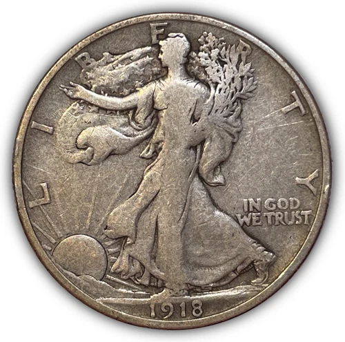 1918-D Walking Liberty Half Dollar Very Fine VF Coin #24044